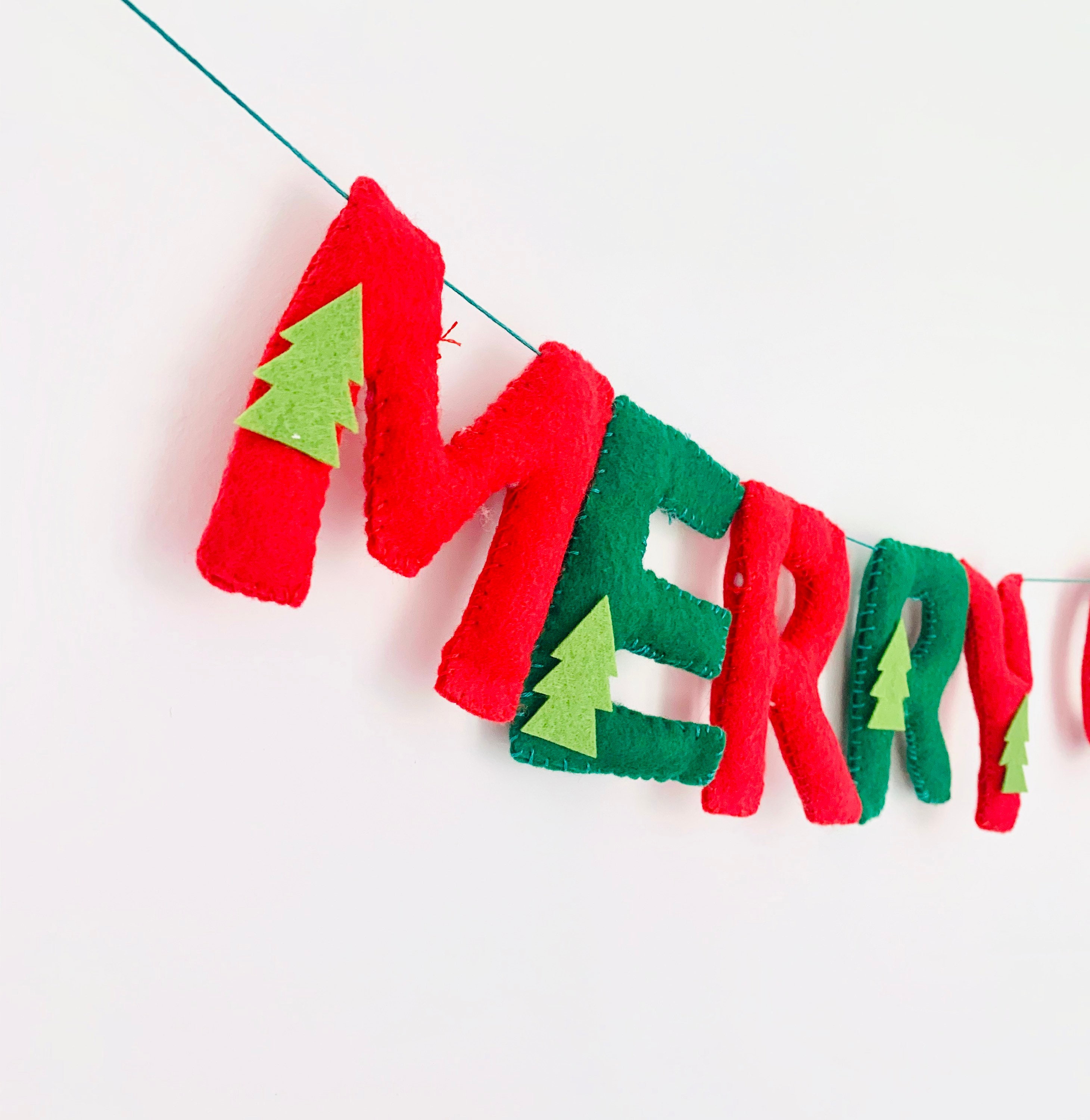 Merry Christmas felt garland kit Christmas bunting garland Etsy