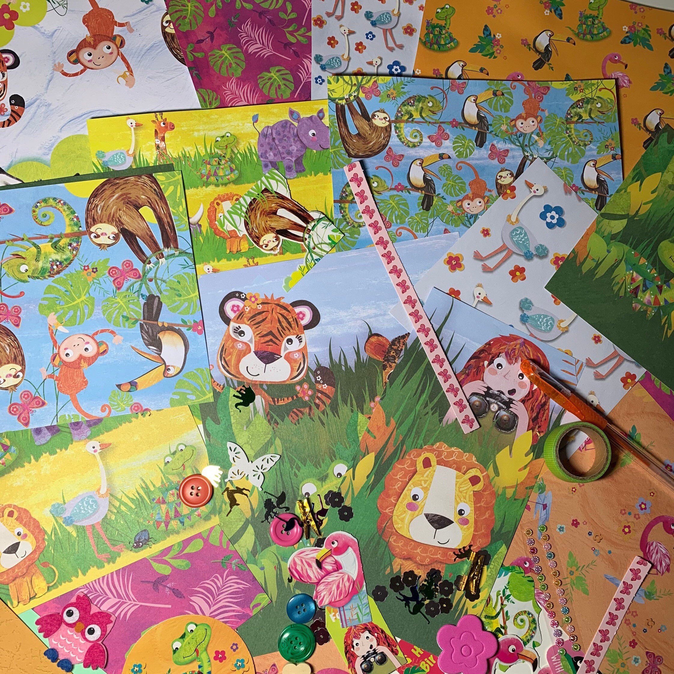 Animal scrapbook kit jungle animal scrapbook supplies animal Etsy