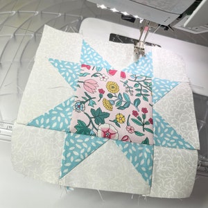 Beginner quilt block PDF pattern, patchwork block pattern, sawtooth star quilt block, star patchwork quilt block, star quilt pattern