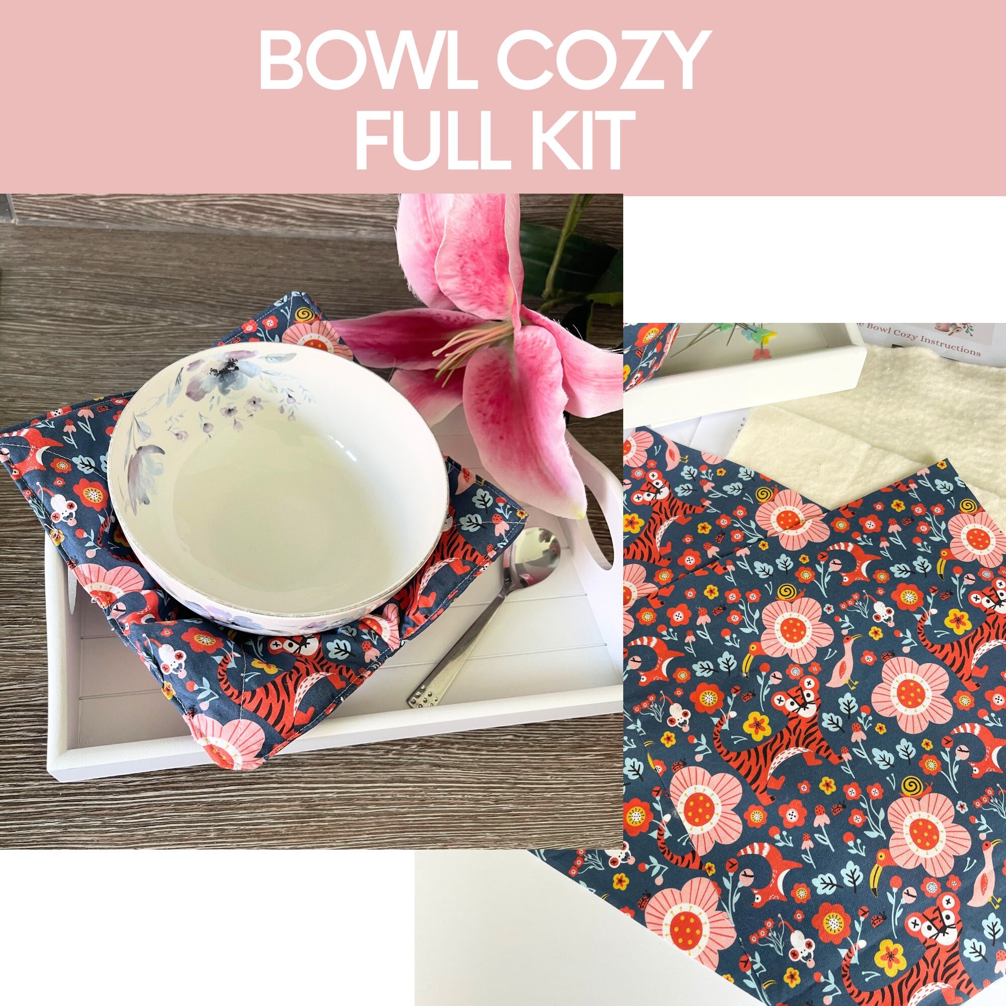 Reversible Soup Bowl Cozy for up to 6 Bowl Pattern and Sewing Instruction  PDF Printable 