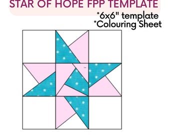 Star quilt block, FPP star quilt block, foundational pieced quilt block, foundation paper pieced star quilt block, beginner FPP pattern