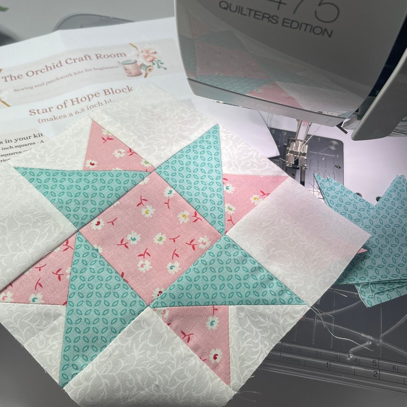 PDF digital download of instructions for beginners to learn how to sew a Star of Hope quilt block