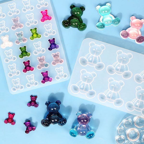 Bear Charms Resin Molds, Bear Silicone Mold for Resin Plaster Soap Candle, Small Bear Shoe Charms Mold, DIY Epoxy Bear Jewelry Molds Craft