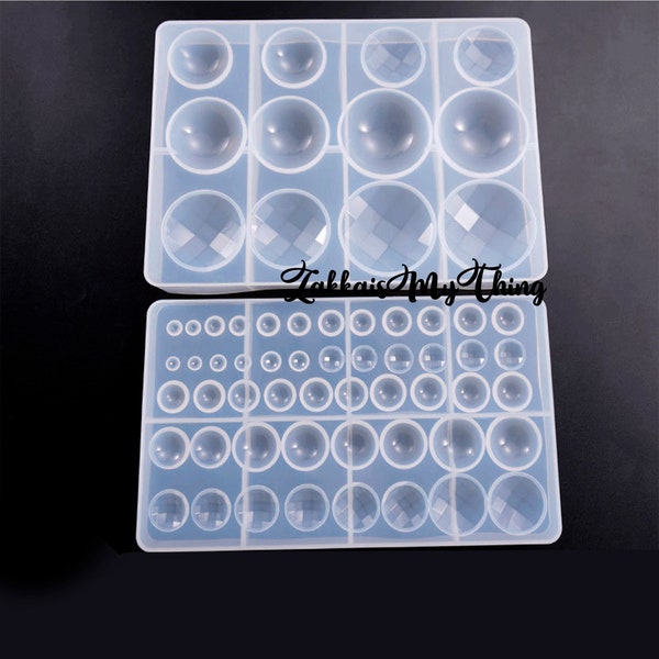 Molde de resina para media bola, moldes de resina de piedras preciosas, molde de silicona de bola para joyería que hace arcilla, molde de resina UV epoxi de cristal DIY, molde brillante