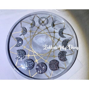 Silicone Moon Plate Mold for Resin,Moon Phase Mold,Moon Earring Mold,Moon Pendant Mold,Lunar Eclipse Plate Silicone Mold,Moon Clock Mold