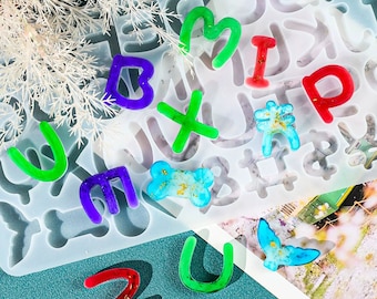 Alphabet Silicone mold for resin clay plaster soap candle, Lovely Letter Resin molds, Alphabet Letter Keychain Mold, DIY Epoxy Alphabet mold