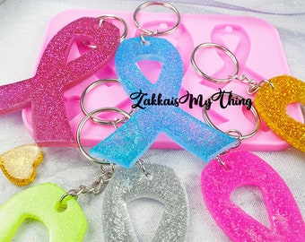 Silicone Awareness Ribbon KeyChain Mold for Resin,Awareness Ribbon Molds,DIY Epoxy Resin Casting Craft Molds,Keychain Silicone Mold Resin