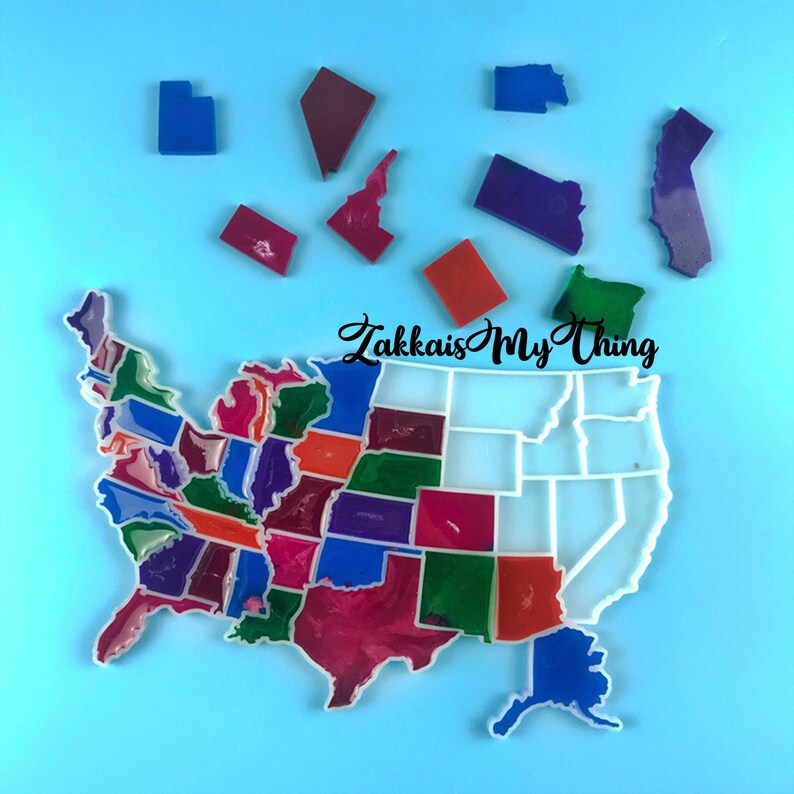 USA Map Silicone Mold Resin Clay USA Map Puzzle Resin Mold Etsy