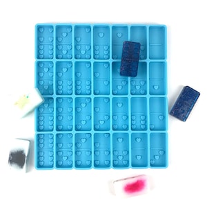 Domino Mold for Epoxy - Silicone Domino Mold for Resin - Domino Candy Molds  28 Domino Cavities Silicone Mold 