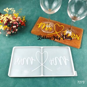 Wedding Coaster Resin Molds, Mr. Mrs Wine Glass Holder Resin Molds, Mr. Mrs Silicone Mold for Resin, DIY Epoxy Wedding Decoration Resin Mold