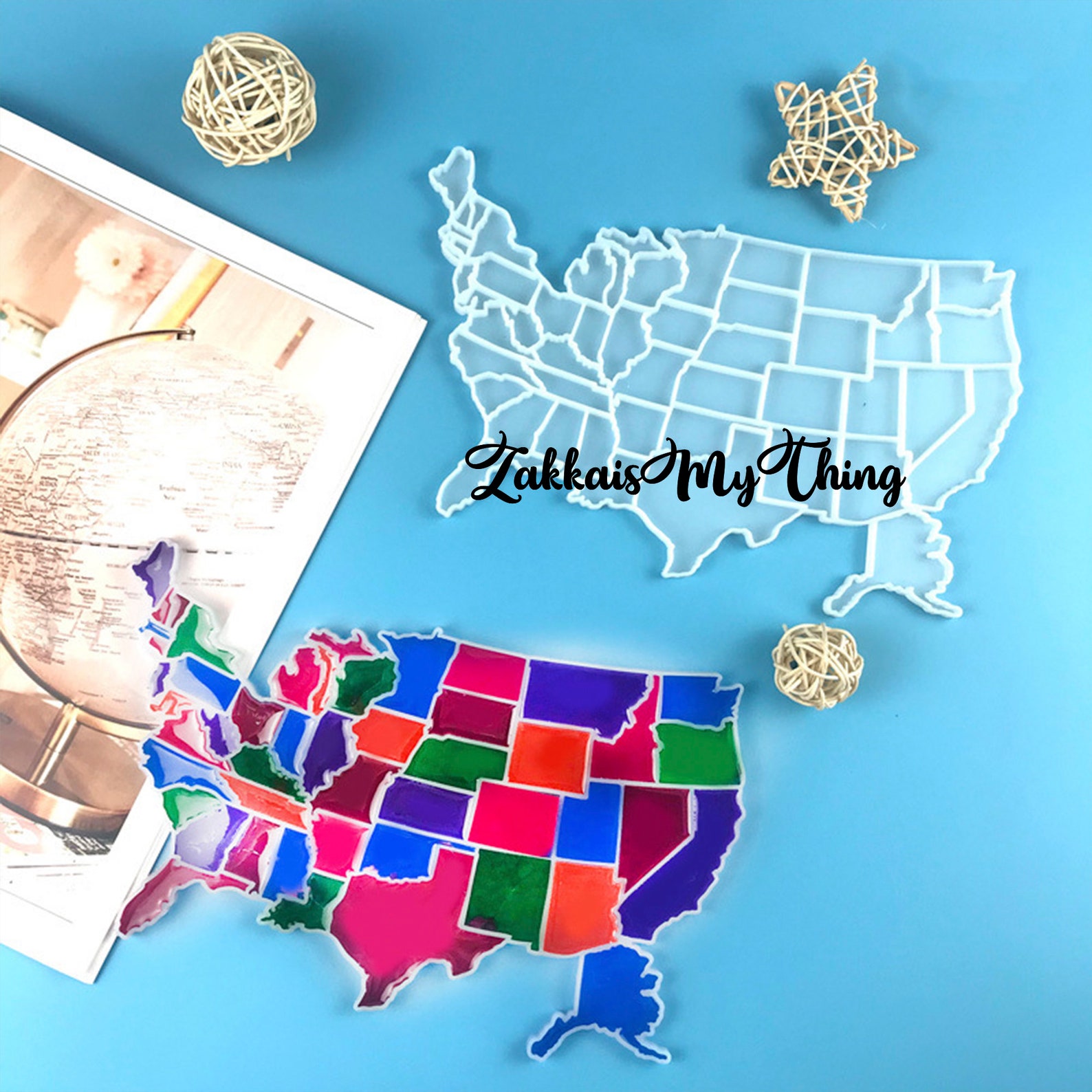 USA Map Silicone Mold Resin Clay USA Map Puzzle Resin Mold Etsy