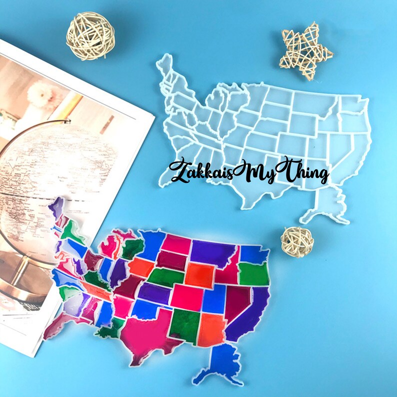 USA Map Silicone Mold Resin Clay USA Map Puzzle Resin Mold Etsy