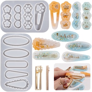 Barrette Resin Molds,quicksand Silicone Mold for Resin, Hair Clip Mold, Variety Hair Clips Resin Mold DIY Epoxy Women Fashion Barrette Molds