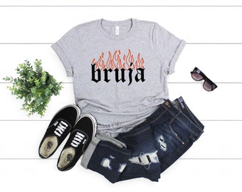 Bruja T-Shirt, Women's Gray Bruja Top, Unisex Fitting Brujas Sizes S M L XL 2XL