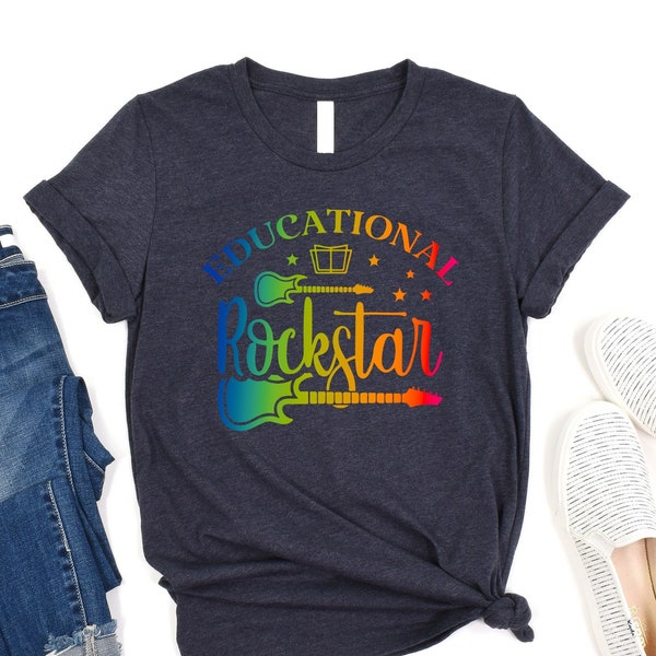 Educational Rockstar Shirt, Funny Rockstar Tee, Rainbow Rockstar Tshirt, Funny School Shirt, Rockstar Teacher Tee, Rock Lover Shirt