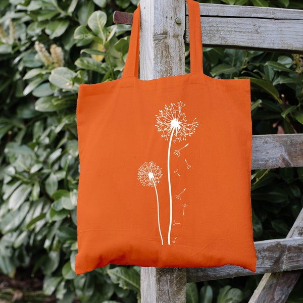 Dandelion Tote Bag, Dandelion Puff Tote Bag, Flower Tote Bag, Naturel Tote Bag, Hand Bag, Tote Bags, Eco Friendly Bag, Botanical Tote Bag
