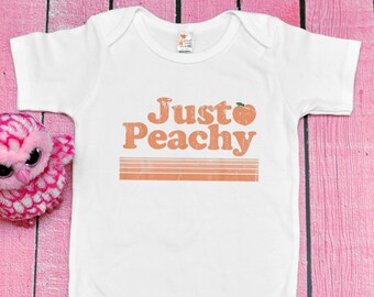 Baby One Piece Peach Rompers - Baby Bodysuit Just Peachy Baby Bodysuit - Cute Baby Peach Romper - Cute Baby Rompers - Funny Baby Bodysuit