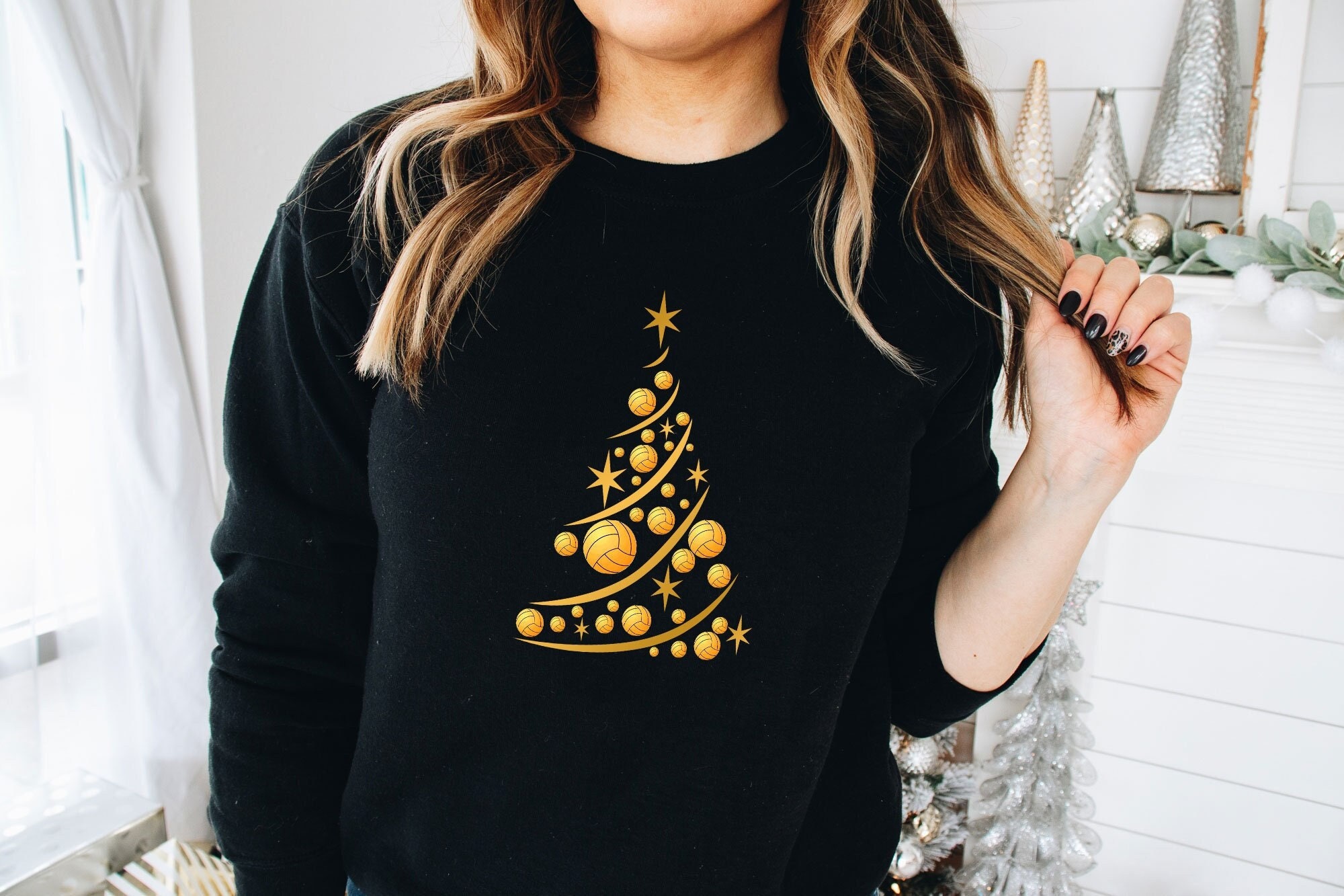 Discover Volleyball Tree Sweatshirt - Volleyball Christmas Tree Balls Sweatshirt