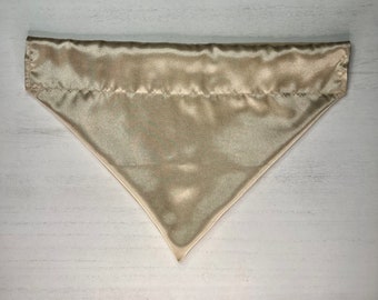 Gold Satin Dog Bandana Snap On or Over the Collar