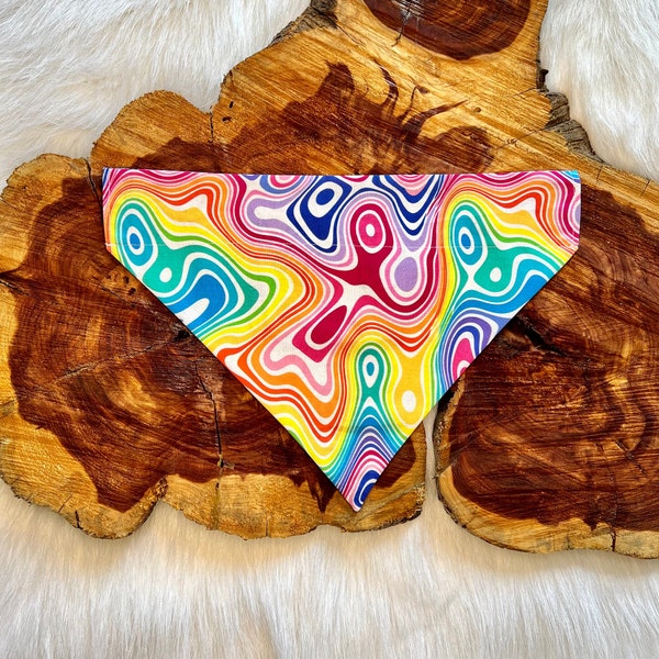 Groovy Dog Bandana Snap On or Over the Collar