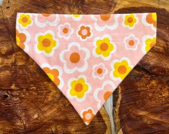 Flower Child Dog Bandana Snap On or Over the Collar