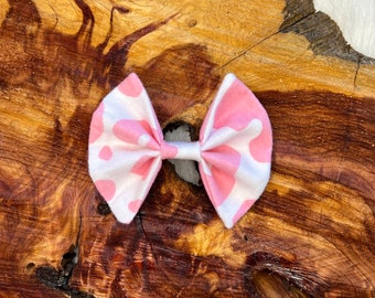 Pink Cow Print Dog Bow ties, Hair Bows and Neck Ties