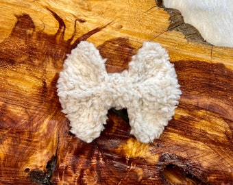 Beige Sherpa Dog Bow Ties & Hair Bows