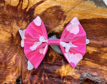 Pink Butterfly Satin Dog Bow Ties & Hair Bows