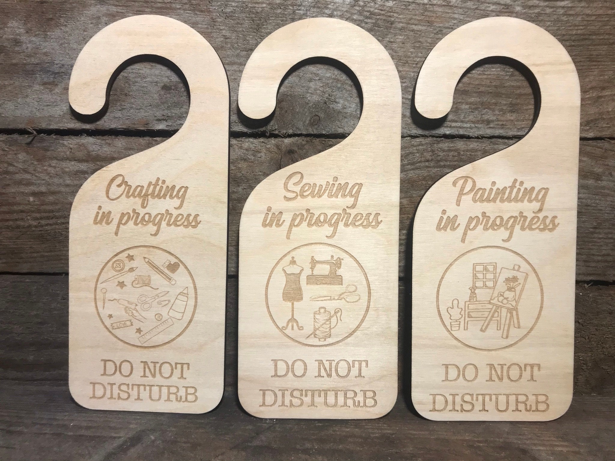Door Hanger Laser Engraved Wooden Craft Room Door Hanger Etsy UK