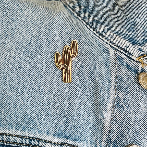 Black Cactus Rose Gold Pin