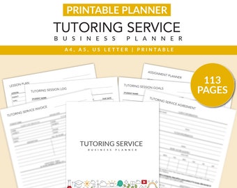 Nachhilfe-Service-Business-Planer | Druckbar | Tutorenvereinbarung | Unterrichtsplan | Aufgaben-Tracker | A5 | A4 | US-Brief | Sofortiger Download