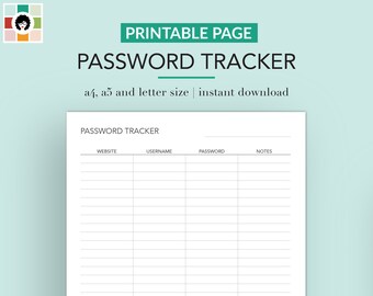 Password Tracker Password Journal  Password List Keeper  Password Log Password Organizer Journal  A5 A4 Letter Size PDF Printable