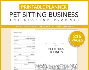 Pet Sitting Business | The Startup Planner | Printable | Pet Sitter Agreement | Pet Profile | Cat Report | Dog Report | A4 | US Letter