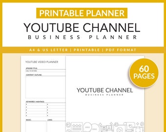 YouTube Channel Business Planner | Printable | Vlogging | YouTuber | Video Content Planner | Playlist | Instant Download | PDF | LETTER | A4