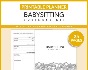 Babysitting Business Kit | Printable | Childcare Business | Babysitter | Child Profile | Baby Report | Babysitting Agreement | A4 | Letter