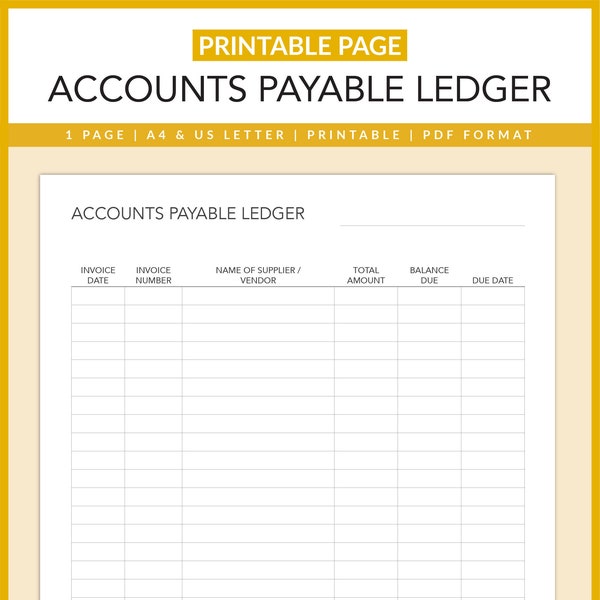 Printable Note Payable Form.pdf Accounts Payable Template - Etsy