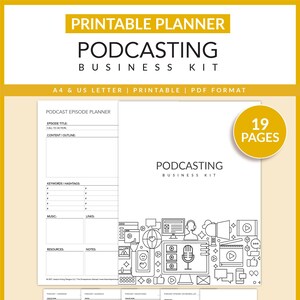 Podcasting Business Kit | Printable | Podcast Content Planner | Episode Planner | Podcaster | Instant Download | LETTER | A4