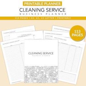 Cleaning Service Business Planner | Small Business | Entrepreneurs | Agreements | Business Management | PDF | Printable | A4 | A5 | Letter