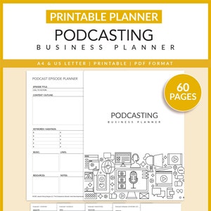 Podcasting Business Planner | Printable | Podcast Content Planner | Episode Planner | Podcaster | Instant Download | LETTER | A4