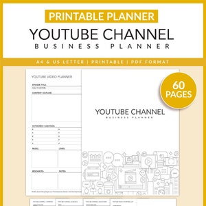 YouTube Channel Business Planner | Printable | Vlogging | YouTuber | Video Content Planner | Playlist | Instant Download | PDF | LETTER | A4