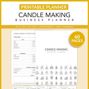 Planejador de negócios para fabricação de velas | Imprimível | Folha de teste | Negócios artesanais | Empreendedor | Pequenas Empresas | Artes e Ofícios | A4 | Carta