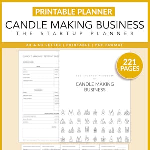 Candle Making Business | Startup Planner | Printable |  Candle Testing Sheet | Entrepreneur | Arts & Crafts | A4 | Letter | Instant Download