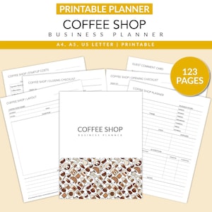 Coffee Shop Business Planner | Printable | Café | Coffee Barista | Restaurant | Small Business | A5 | A4 | US Letter | Instant Download