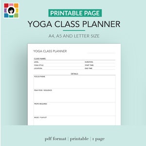 Printable Yoga Sequencing Planner, Yoga Sequence Pages, Yoga