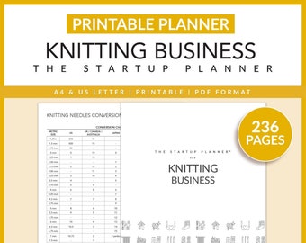 Knitting Business | The Startup Planner | Printable | Arts & Crafts | Knitting Project | Pattern Binder | Yarn | Journal | A4 | Letter