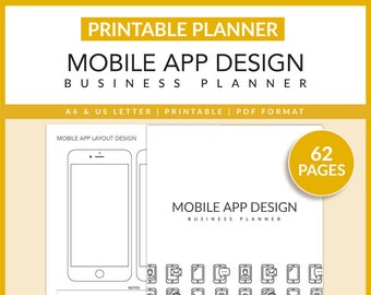 Mobile App Design Business Planner | Printable | App Developer | Layout  | Project Planner | Design Brief | A4 | Letter | Instant Download