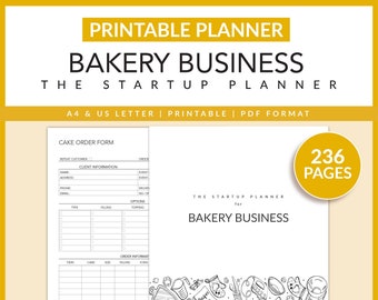 Bakery Business | The Startup Planner | Printable | Home Baking | Bakery Order Form | Supplier | Order Tracker | Cake Business | A4 | Letter