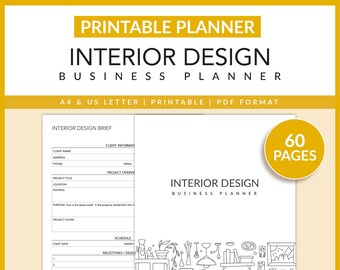 Interior Design Business Planner / Stampabile / Room Planner / Decorazione per la casa / Ristrutturazione del pavimento per la casa / Interior Designer / A4 / Lettera