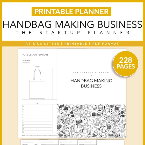 Handbag Making Business | The Startup Planner | Printable | Bag Making | Bag Maker | Purse | Clutch | Sales Management | A4 | Letter