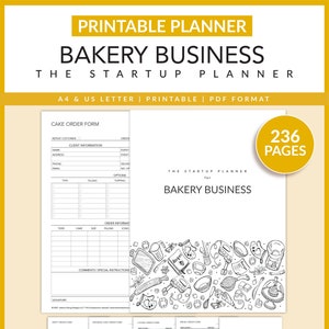 Bakery Business | The Startup Planner | Printable | Home Baking | Bakery Order Form | Supplier | Order Tracker | Cake Business | A4 | Letter